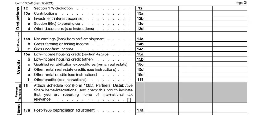 Filling in part 5 in Form 1065X