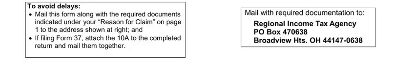 Stage # 3 for submitting ohio rita form 10a