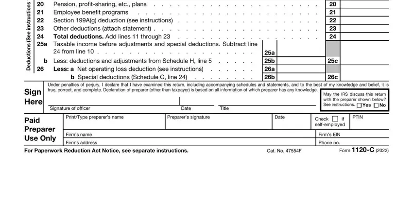 Form 1120 C completion process shown (part 2)