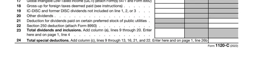 Form 1120 C completion process described (stage 5)