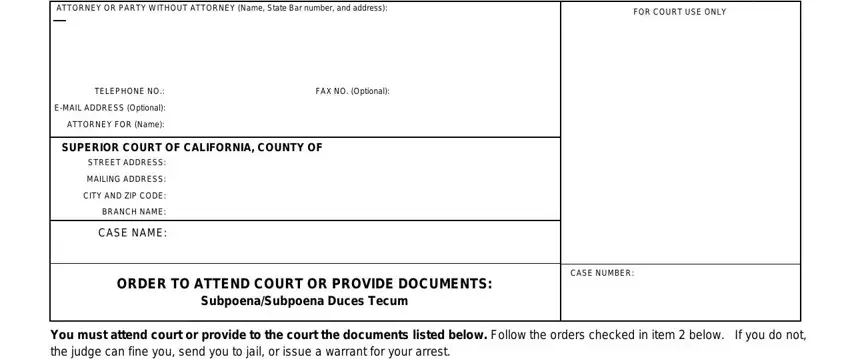 Part number 1 for filling in form cr 125