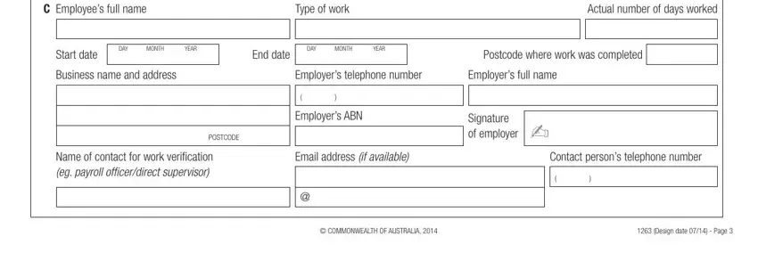 Stage no. 3 of filling out 1263 employment verification