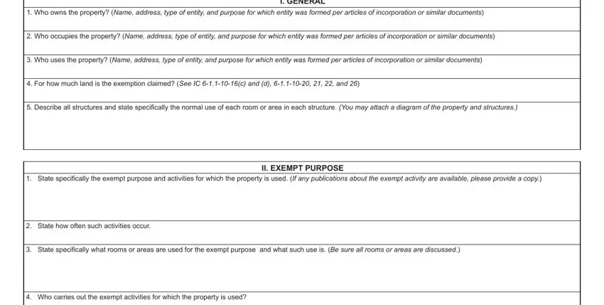 Stage number 4 of filling in form application property exemption