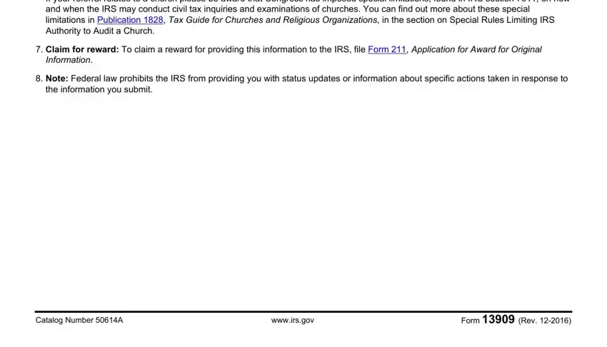 irs form 13909 form conclusion process detailed (step 3)