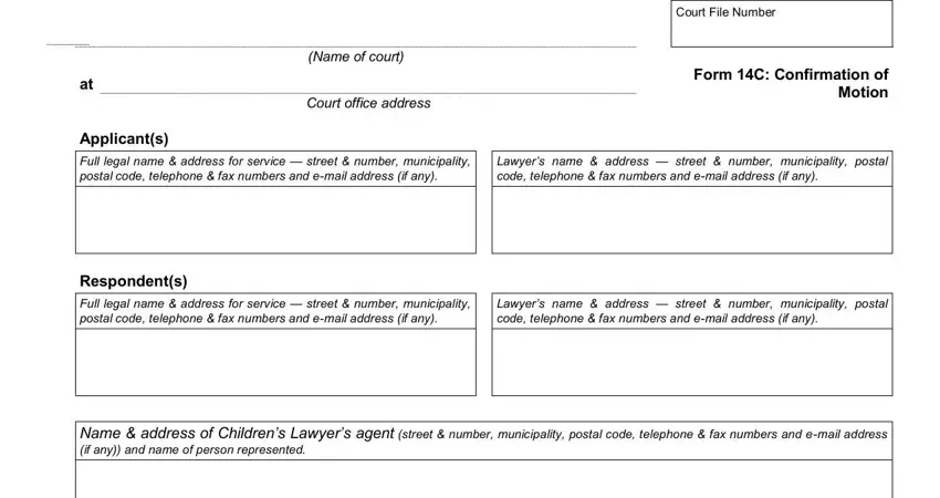Stage no. 1 of submitting form14c