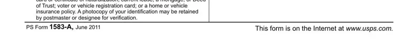 Filling in section 3 in ps form 1583 a