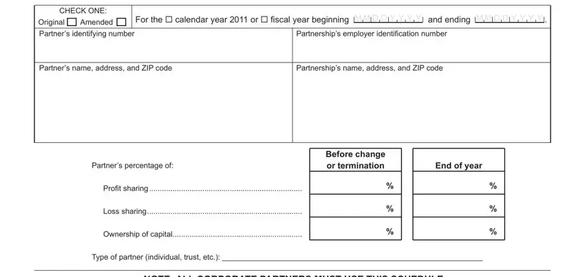 Filling in part 1 of Form 165 Schedule K 1 Nr