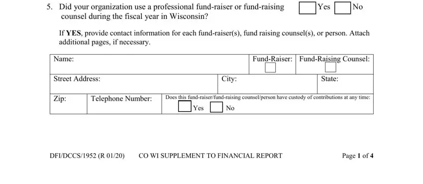 Street Address, City, and Does this fundraiserfundraising in Form 1952