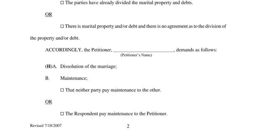 Part # 4 for submitting petition for dissolution of marriage kentucky