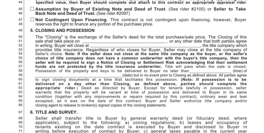 Writing section 3 in special sale contract form 2043