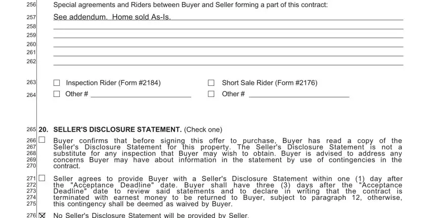Writing segment 5 of special sale contract form 2043