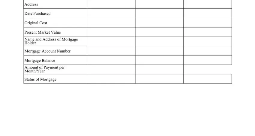 Original Cost, Name and Address of Mortgage Holder, and Present Market Value inside false