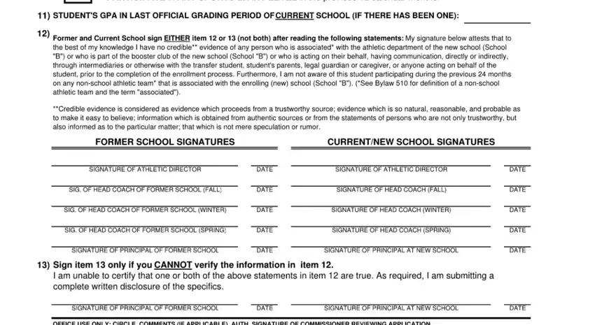 Part number 5 for filling out cif transfer eligibility form