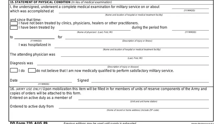 Stage # 2 in filling out dd duty