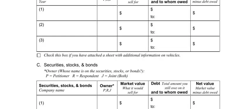 C Securities stocks  bonds, P  Petitioner R  Respondent J, and and to whom owed in iowa form financial affidavit dissolution marriage