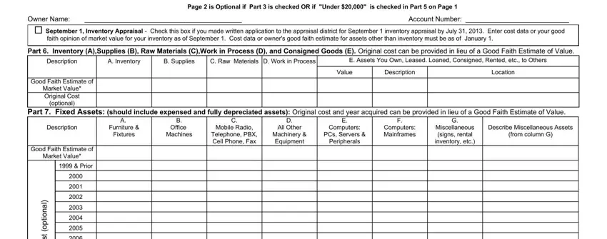 E Assets You Own Leased Loaned, Location, and B Supplies of form rendition