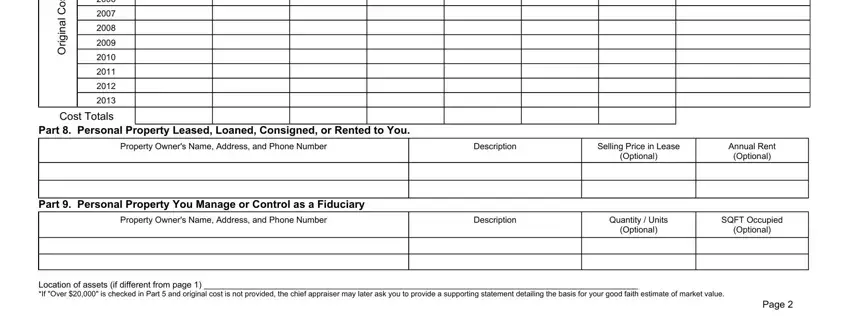 Optional, Cost Totals, and Quantity  Units in form rendition