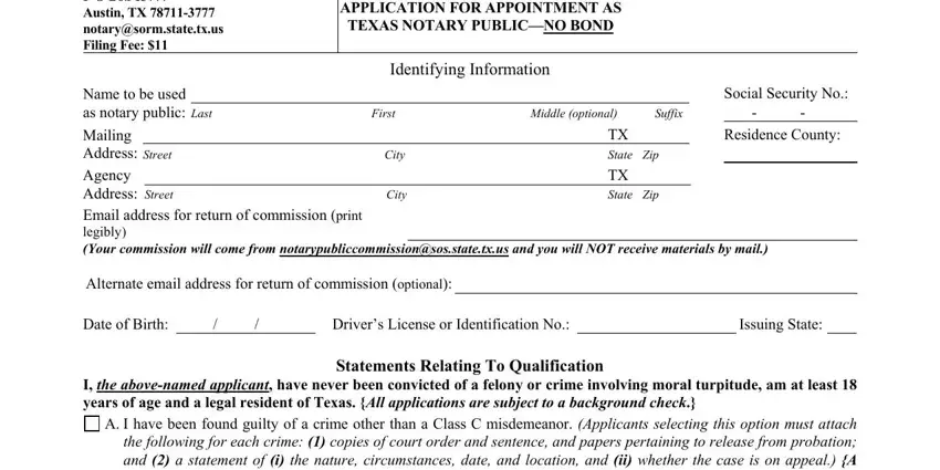 Stage no. 1 for submitting Form 2301 Nb