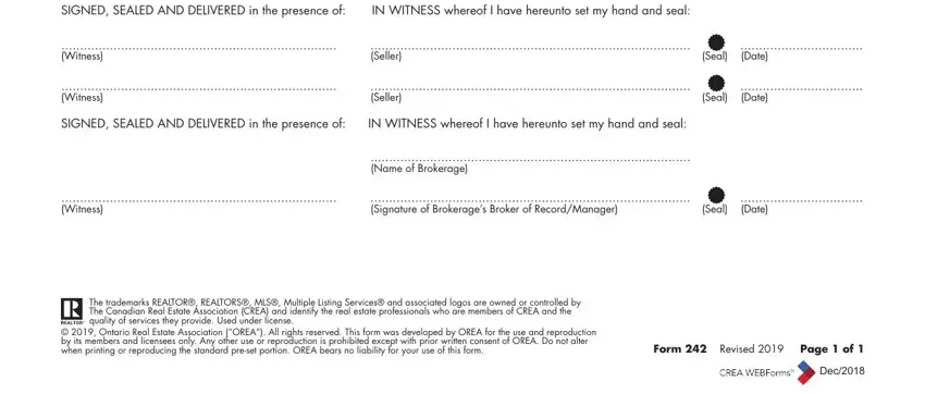 Signature fields for seller and brokerage on Form 242 listing cancellation form