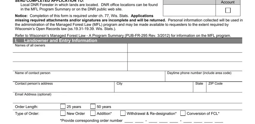 Part no. 1 in filling in Form 2450 129