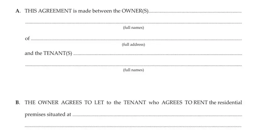 Step no. 1 in completing form tenancy agreement fixed term