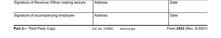 Stage # 4 of filling out customs seizure list