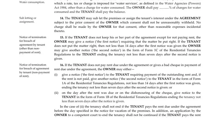 Compensation for damage caused by, The OWNER shall bear the cost of, and ii on the day after the rent was of form tenancy agreement fixed term