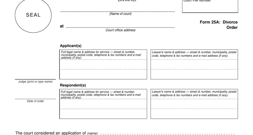 Stage # 1 of completing form 25a divorce