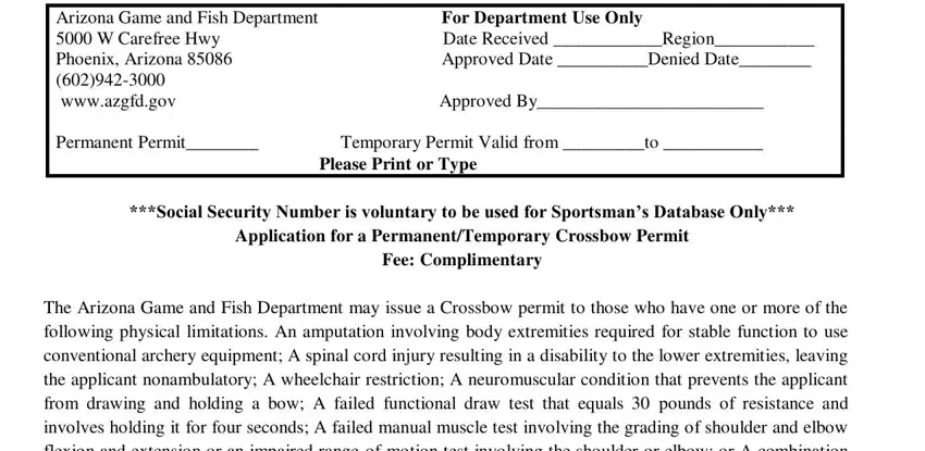 Filling in segment 1 of az application permit game fish
