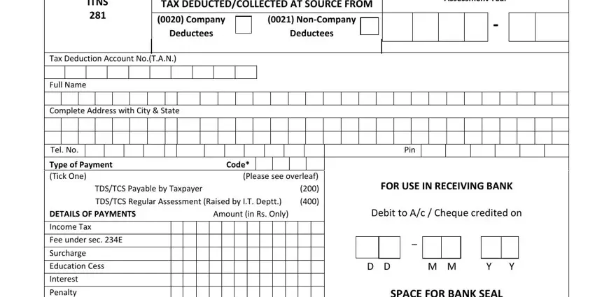 Filling in section 1 in tds challan format in excel