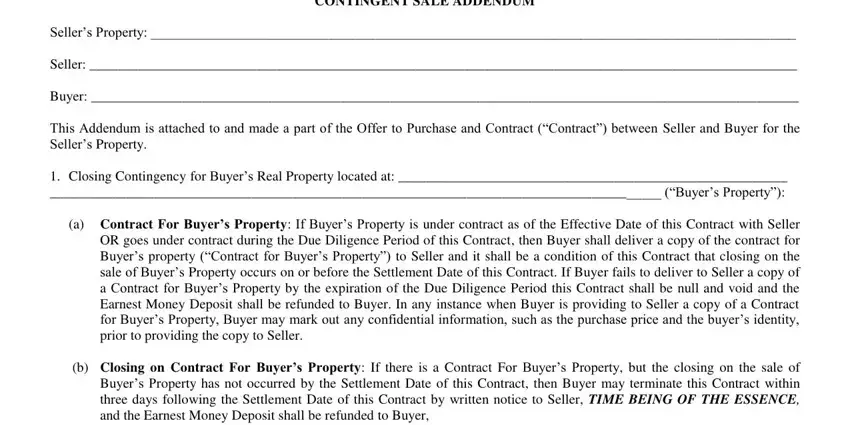 Step # 1 of filling in contingent sale addendum