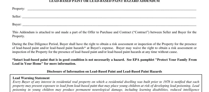 Step # 1 in filling in lead based paint addendum nc