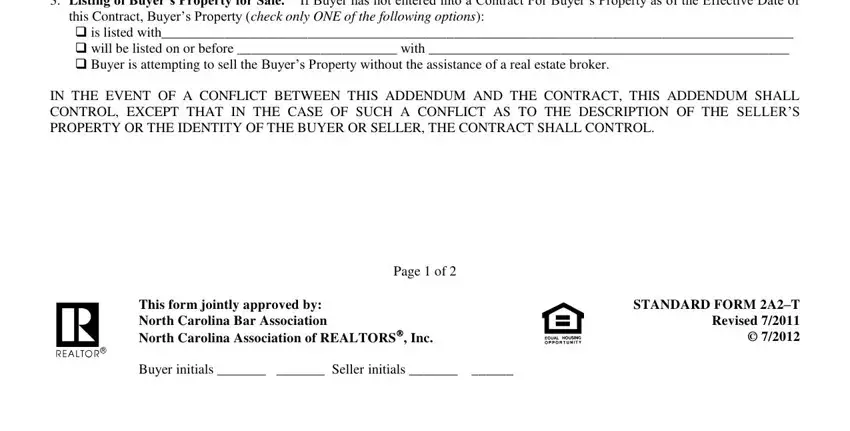 Completing segment 2 in contingent sale addendum