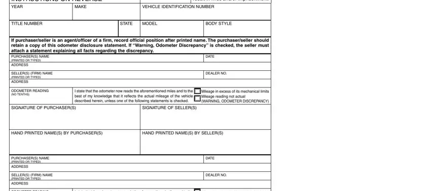 Best ways to fill in odometer statement template step 1