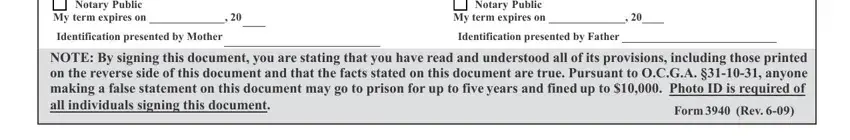 Step # 3 for filling out paternity acknowledgement form ga
