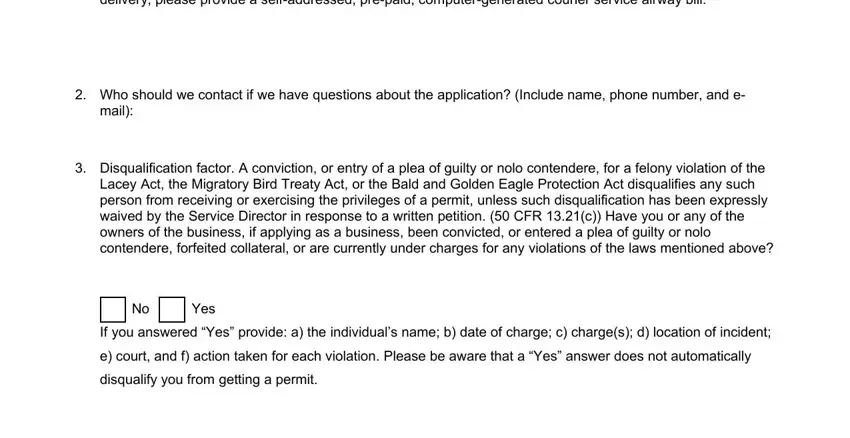 Part no. 3 in filling out permit wildlife d