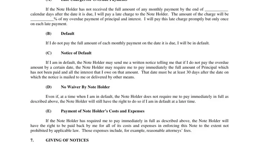 Step # 3 for filling in promissory note with balloon payment template