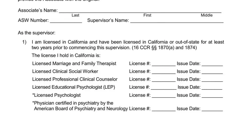 Step no. 1 of filling out bbs supervisors