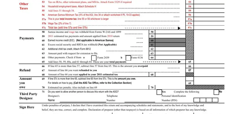Stage # 5 of filling out american samoa tax office
