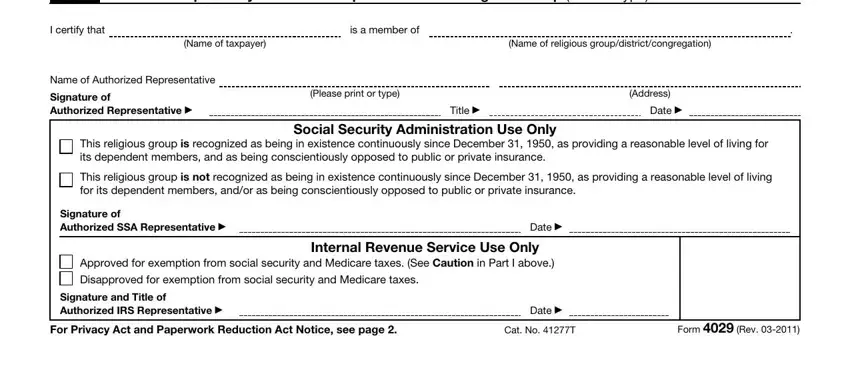 Stage number 2 in filling out form 4029 instructions
