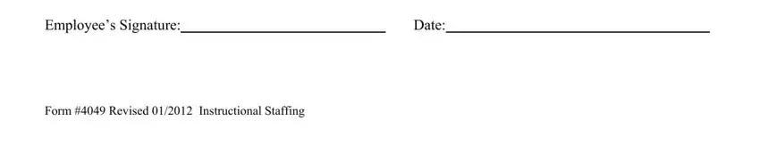 Employees Signature, Form  Revised  Instructional, and Date inside INSTRUCTIONAL