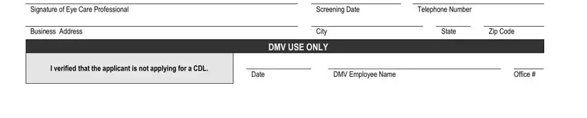 Stage # 3 for filling in sc eye exam receipt number