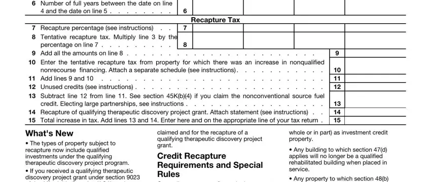 Date property ceased investment, Any property to which section b, and Recapture of qualifying of Form 4255