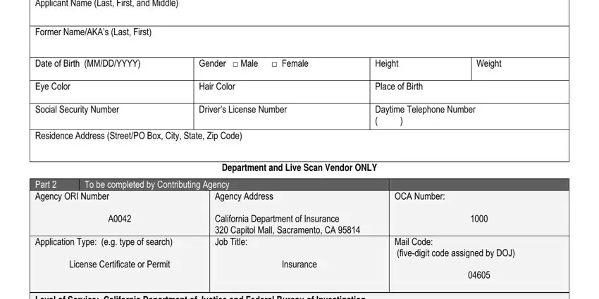 Filling out section 1 in lic442 39a