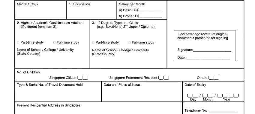 Filling out section 2 in annex a form
