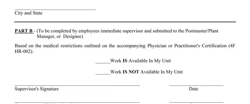 Writing segment 2 in usps return to work form