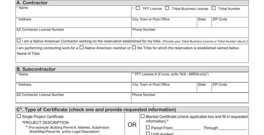 Filling in segment 1 in az5005 form