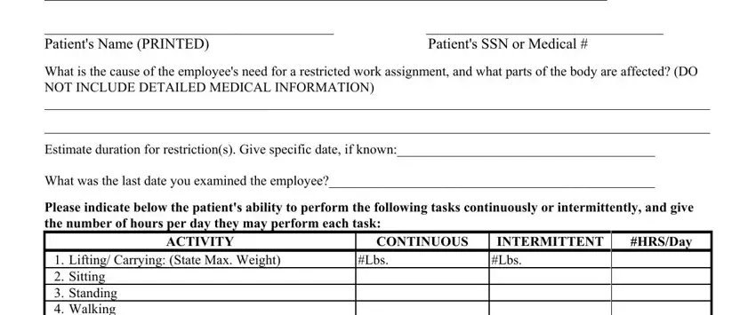 Completing segment 4 in usps return to work form