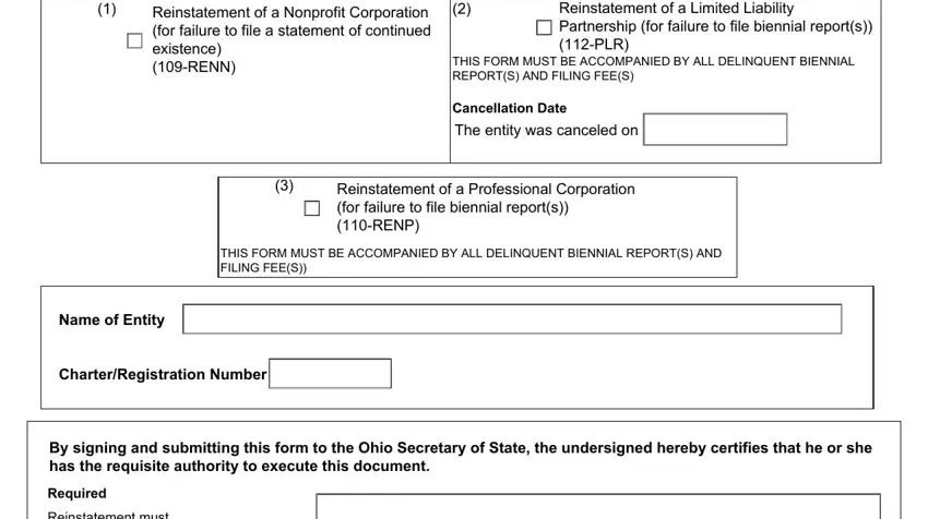 Part no. 3 in submitting 525b reinstatement