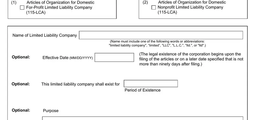 Part no. 3 of filling in ohio sos form